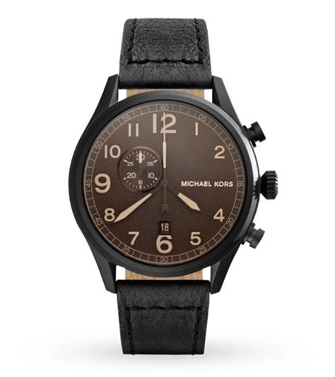 Michael Kors Hanger Black Dial Brown Leather Men's Watch 